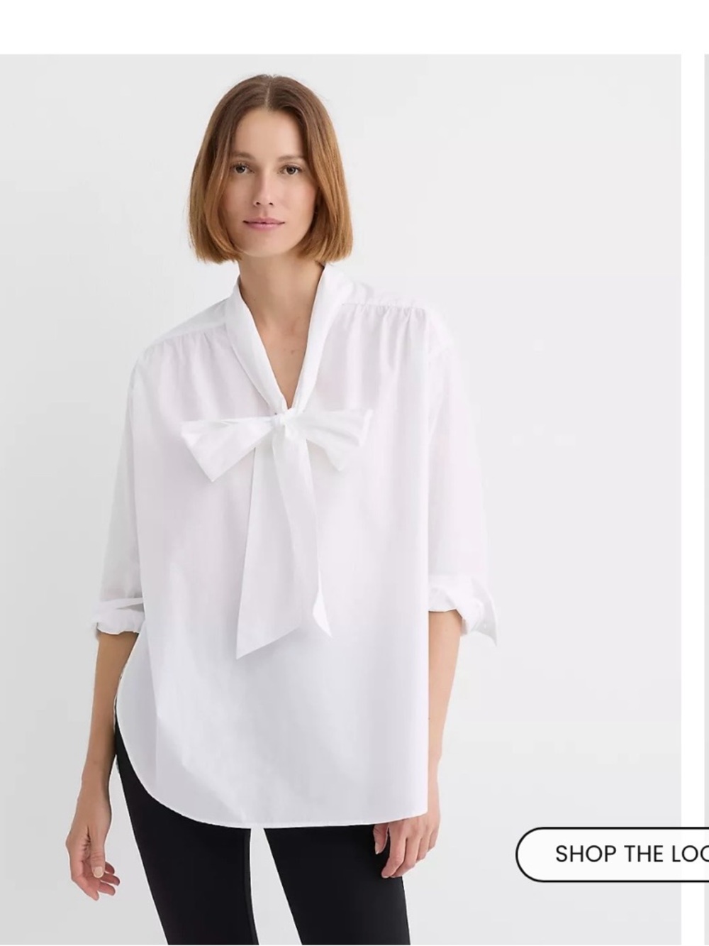 LOFT White Bow-Neck Long Sleeve Blouse